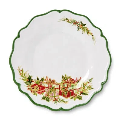 Certified International Holly Tree Christmas Salad Plates – Set Of 4 Melamine Holiday Plates With Festive Tree Design, Durab In White;green;red;beige