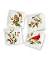 Certified International Holly & Vines Set Of 4 Canape Plates In Multi
