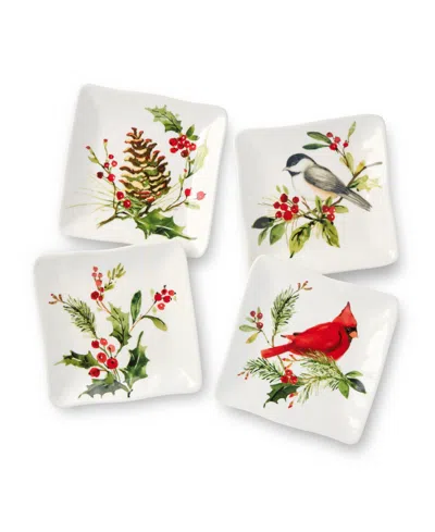 CERTIFIED INTERNATIONAL HOLLY VINES CANAPE PLATES, SET OF 4