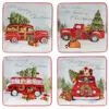 Certified International Home For Christmas 4-pc. Canape Plate Asst. In White,red