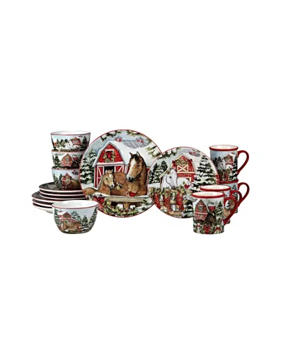 Certified International Homestead Christmas 16 Piece Dinnerware Set In Red,white