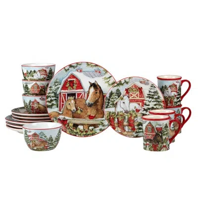 Certified International Homestead Christmas  16pc Dinnerware Set In Multicolor