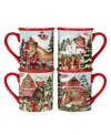 Certified International Homestead Christmas 4 Piece Mug Set In Multi
