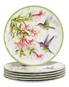 Certified International Hummingbirds Melamine Set Of 6 Dinner Plate