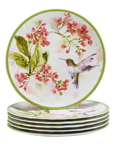 Certified International Hummingbirds Melamine Set Of 6 Salad Plate In Multi
