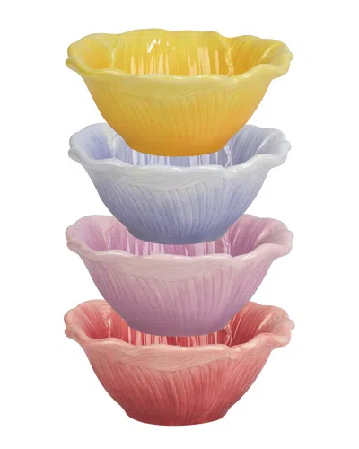 Certified International Hummingbirds Set Of 4 3d Floral Ice Cream Bowls
