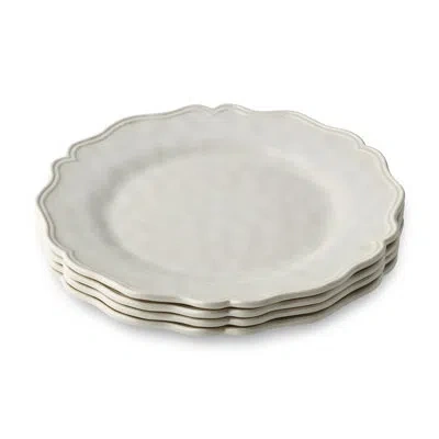 Certified International Isabella Cream 11-inch Dinner Plate, Soft Cream Hue With Crackle Detailing & Scalloped Edges, Durabl