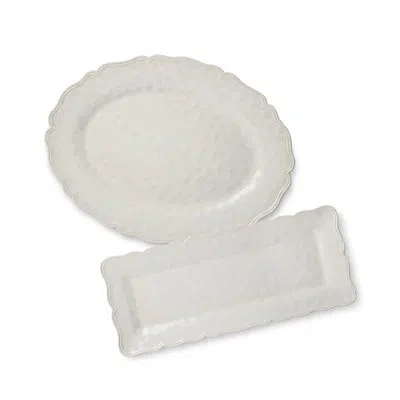 Certified International Isabella Cream Melamine 2-piece Platter Set, Includes 18x13.5-inch Oval & 19x8-inch Rectangular Plat