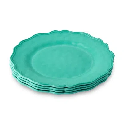 Certified International Isabella Teal 11-inch Dinner Plate, Crackle Glaze Effect & Scalloped Edges, Durable Lightweight Mela