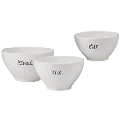 Certified International Just Words 3pc Mixing Bowl Set In White