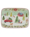 Certified International Joy Of Christmas 14" Rectangular Platter Platter In Red