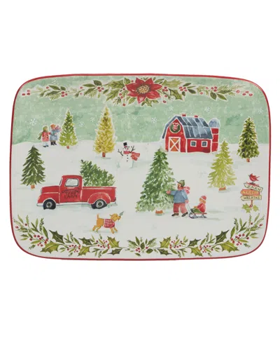 Certified International Joy Of Christmas 14" Rectangular Platter Platter In Red