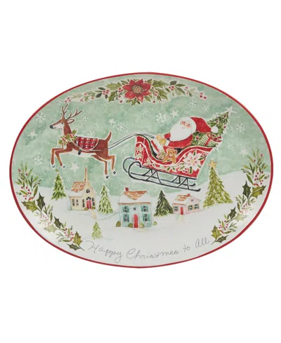 Certified International Joy Of Christmas 16'' Oval Platter In Red