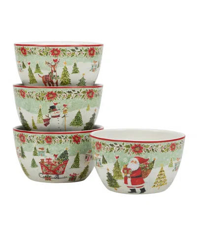 Certified International Joy Of Christmas 24 oz Ice Cream Bowls Set Of 4 In Red