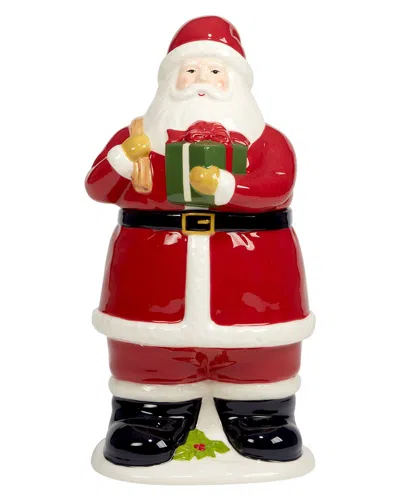 Certified International Joy Of Christmas 3-d Santa Cookie Jar In Red