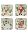 Certified International Joy Of Christmas 6" Canape Plates Set Of 4 In Red