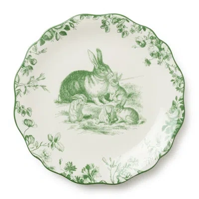 Certified International Le Jardin 11 Inch Dinner Plates Set Of 4 – Green Bunny Spring Stoneware For Easter Meals, Garden Par In White;green