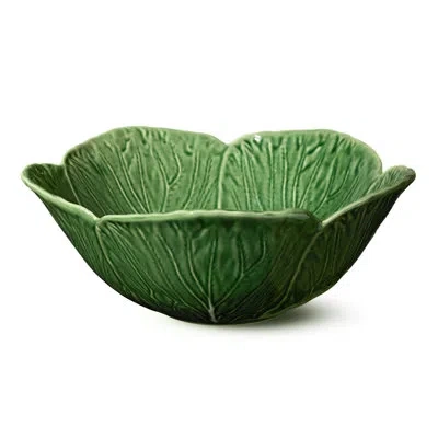 Certified International Le Jardin Cabbage 3-d Deep Bowl 12.75" X 5" – Large Sculpted Green Leaf Bowl – Heirloom-inspired Ser