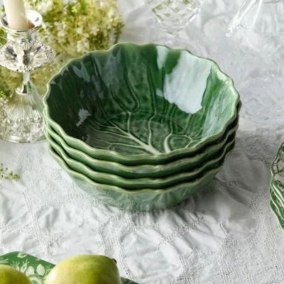 Certified International Le Jardin Cabbage 3-d Soup Bowl 8.5" X 2.75" – Sculpted Green Stoneware Leaf Bowl – Seasonal Garden-