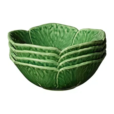 Certified International Le Jardin Cabbage 4-pc. Stoneware Ice Cream Bowl In Green