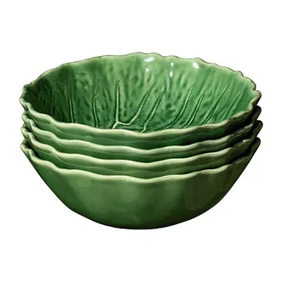 Certified International Le Jardin Cabbage 4-pc. Stoneware Soup Bowl In Green