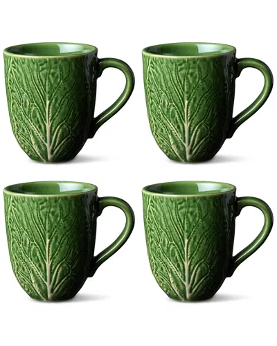 Certified International Le Jardin Cabbage Set Of 4 3d Mugs In Green