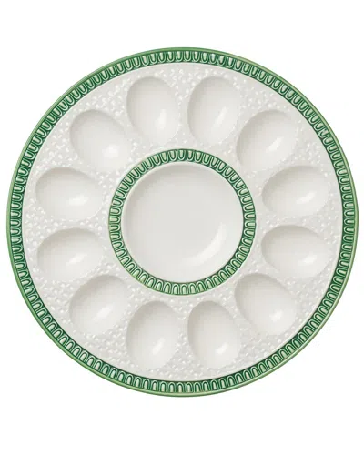 Certified International Le Jardin Embossed Rattan Egg Plate In Green