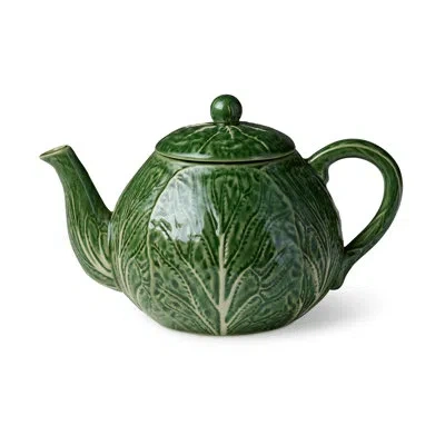 Certified International Le Jardin Green Cabbage 3-d Teapot – Heirloom Majolica Stoneware Teapot With Sculpted Cabbage-leaf B