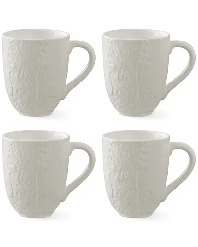 Certified International Le Jardin Set Of 4 White Cabbage 3d Mugs