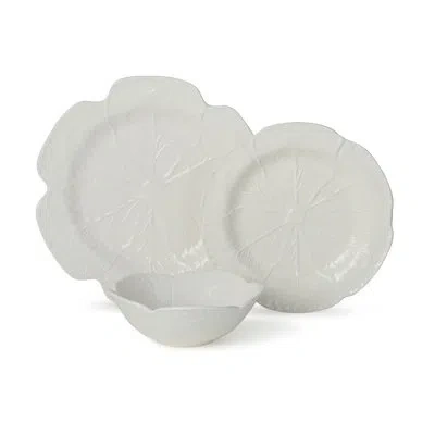 Certified International Le Jardin White Cabbage 12-piece Dinnerware Set – Ivory Stoneware Plates & Bowls With Sculpted Garde