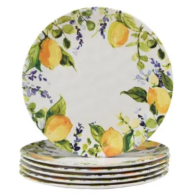 Certified International Lemon Zest  Set/6 Dinner Plate 11" In White;yellow