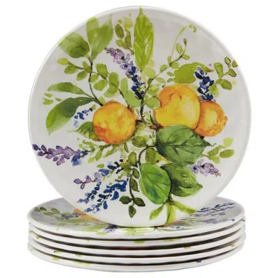 Certified International Lemon Zest  Set/6 Salad Plate 9" In White;green;yellow