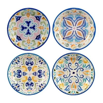 Certified International Lemonade 4-pc. Earthenware Soup Bowl In Blue