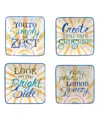 Certified International Lemonade Set Of 4 Canape Plates, 6"