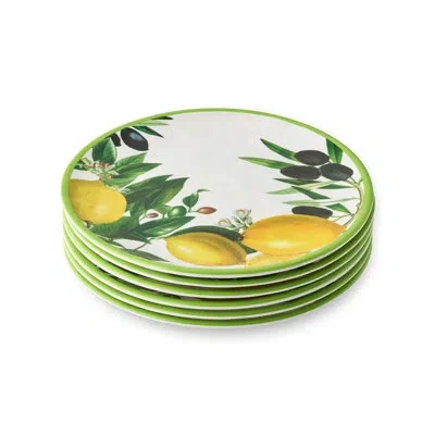 Certified International Limone 9-inch Melamine Salad Plates - Set Of 6, Durable And Scratch-resistant, Vibrant Lemon-themed  In Black;white;green;gray;yellow