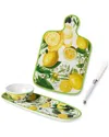 Certified International Limone Cheese Plate & Oval Tray With Dip Bowl Set