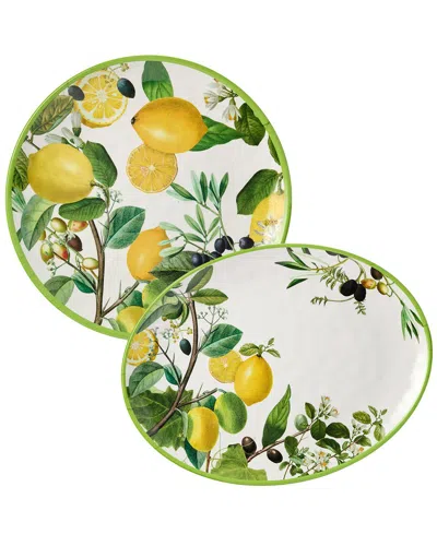 Certified International Limone Melamine 2pc Platter Set Round Platter In Multi