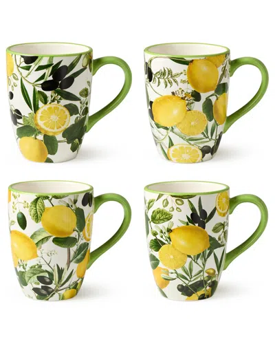 Certified International Limone Set Of 4 Mugs In Yellow