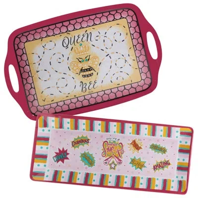 Certified International Lolita® Lady Boss 2pc Melamine Serving Set In Black;white;yellow;pink;orange