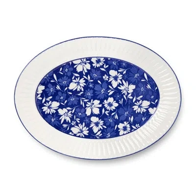 Certified International Madison Oval Platter 16 X 12 In Blue;white