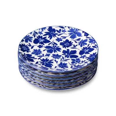 Certified International Madison Set Of 6 Canape Plate, 6" 6 Asst In Blue;white