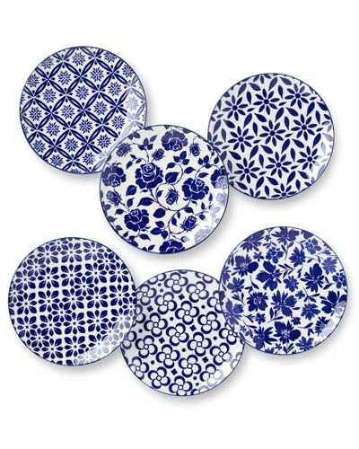 Certified International Madison Set Of 6 Canape Plates In Blue