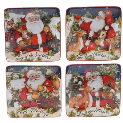 Certified International Magic Of Christmas  Santa Set Of 4 Canape Plate In Multicolored