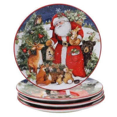 Certified International Magic Of Christmas  Santa Set Of 4 Dinner Plate In Multicolored