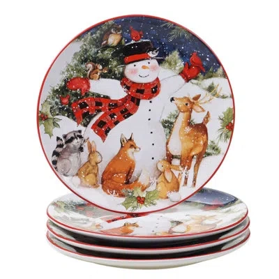 Certified International Magic Of Christmas  Snowman Set Of 4 Dinner Plate In Multicolored