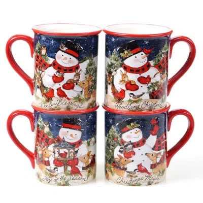 Certified International Magic Of Christmas  Snowman Set Of 4 Mug In Red