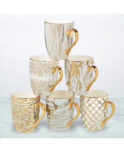 Certified International Matrix 6 Pc. Gold-silver Tone Mugs
