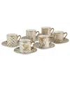 Certified International Matrix Espresso Cups & Saucers Set, Service For 6 In Gold