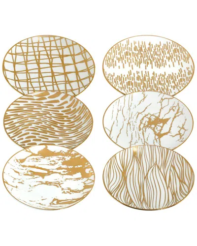 Certified International Matrix Gold Plated Canape Plates (set Of 6)