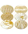 Certified International Matrix Gold-silver Tone Canape Plates Set Of 6 In Gold